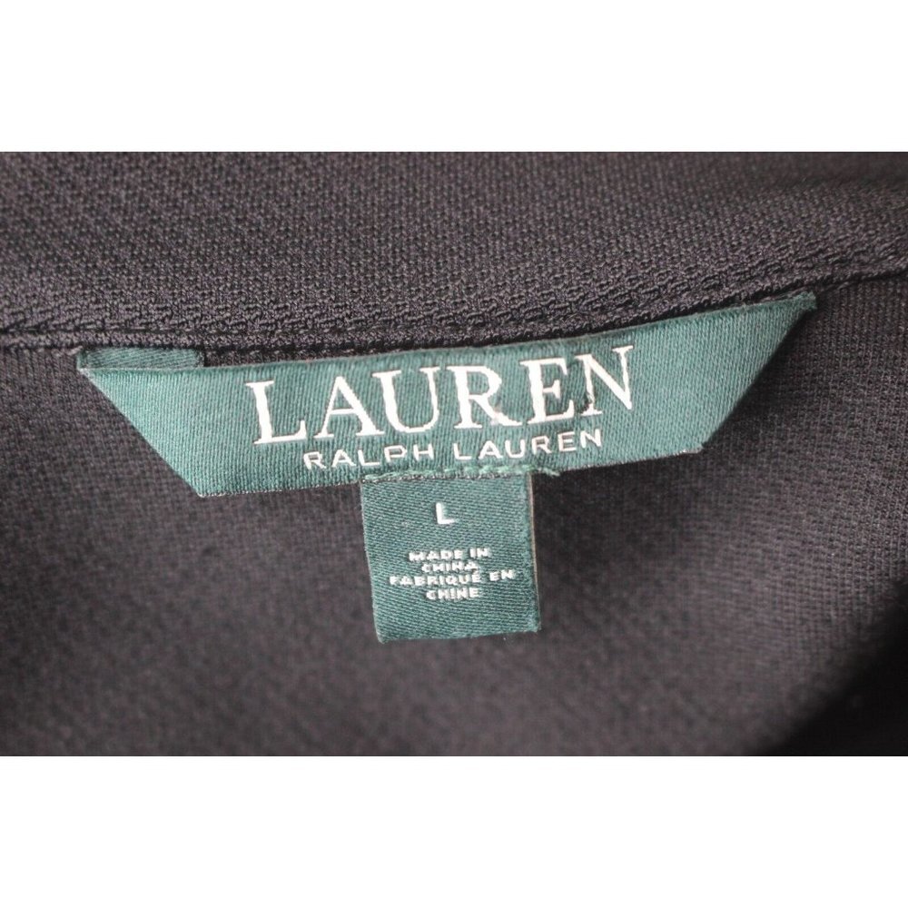 Lauren Ralph Lauren Women's Black Pique Zip Front Sleeveless Sheath Dress Size L - Picture 5 of 6